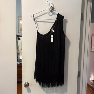 Aritzia Elegant Black Fringe Dress
